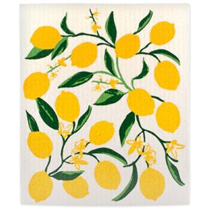 DII Swedish Dishcloths for Kitchen & Cleaning, Reusable, Machine Washable & Dishwasher Safe, Biodegradable, 7.75 x 6.75, Lemons, 3 Piece