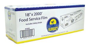 sunset food service plastic film wrap - 18" x 2000' - includes safety blade