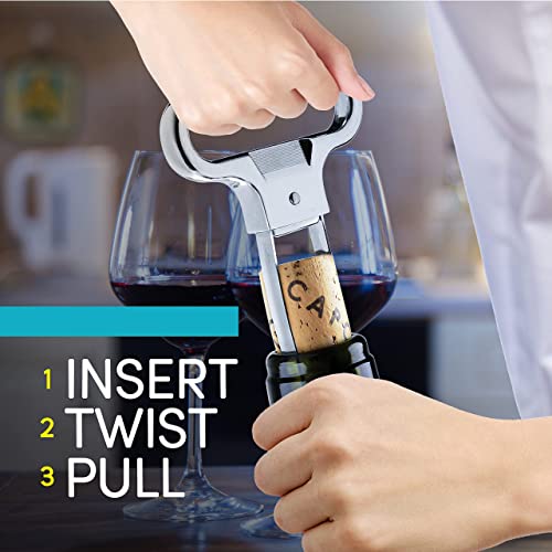 Ah So Wine Opener - Stainless Steel Wine Bottle Opener, Effortless Cork Removal with Two-Pronged Precision, Vintage Wine Cork Remover That Won’t Crumble Cork - Beer Opener, Great Gift Idea