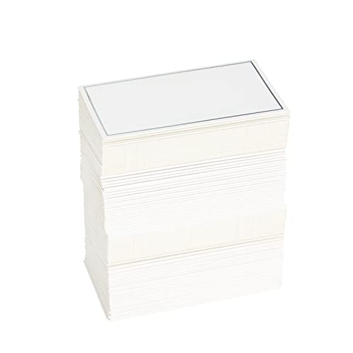 100 Pack Name Cards for Table Setting, Tent Place Cards with Silver Foil Border for Wedding, Banquets, Events, Reserved Seating Dinner Place Cards Blank (3.5 x 2 In)