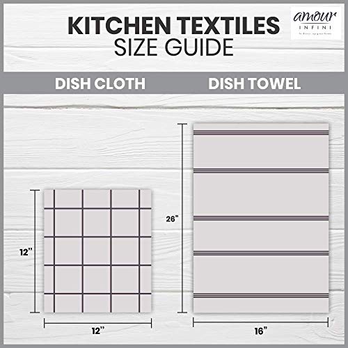 AMOUR INFINI Cotton Terry Kitchen Dish Cloths | Set of 8 | 12 x 12 Inches | Super Soft and Absorbent |100% Cotton Dish Rags | Perfect for Household and Commercial Uses | Light Gray