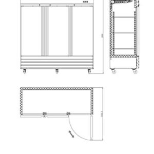 New Xiltek Three Door All Stainless Steel Reach In Freezer 72 Cu. Ft