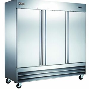 New Xiltek Three Door All Stainless Steel Reach In Freezer 72 Cu. Ft