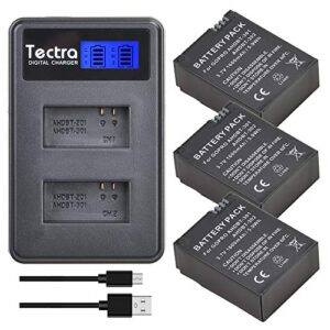 tectra 3pcs ahdbt-301 gopro hero3 replacement battery + lcd display dual usb charger for gopro hero 3 hero 3+ camera accessories