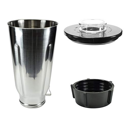 Univen Stainless Steel Blender Jar with Lid and Bottom cap fits Oster & Osterizer Blenders