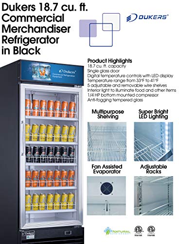 Dukers DSM-19R 18.7 cu. ft. Commercial Display Cooler Merchandiser Refrigerator