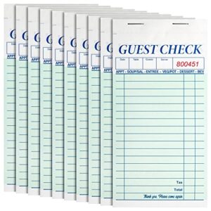 juvale 10 pack restaurant server note pads with carbon copy for guest checks, waiter, waitress 500 total tickets (3x7 in)