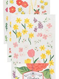 Now Designs Floursack Kitchen Towels Quick Dry Cotton Hand Towel Set, 3 Count, Flowers of The Month, 20 x 30 in