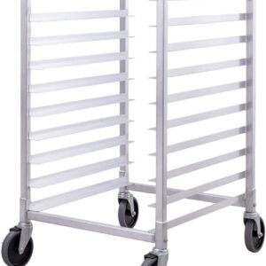 CHEFJOY 10 Sheet Aluminum Kitchen Bun Pan Sheet Rack w/Wheels 2 Lockable Home Commercial Use Bakery Cooling Rack Open Shelf