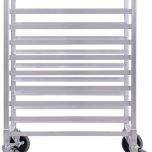 CHEFJOY 10 Sheet Aluminum Kitchen Bun Pan Sheet Rack w/Wheels 2 Lockable Home Commercial Use Bakery Cooling Rack Open Shelf