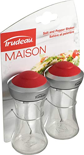 Trudeau Set of 2 Salt and Pepper Pop Table Shakers, Small, Red