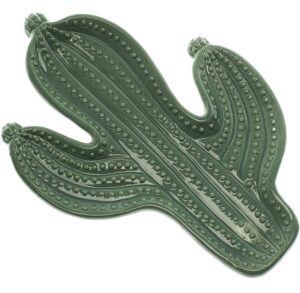 green cactus shape spoon rest, by glaver's - kitchen utensil, ceramic spoon rest rustic farmhouse design - for stove top and kitchen counter. dishwasher safe.