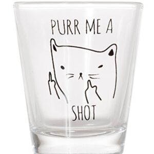 Purr Me a Shot - Funny Cat Gifts, Cat Shot Glass, Funny Middle Finger Cat Shotglass (1)