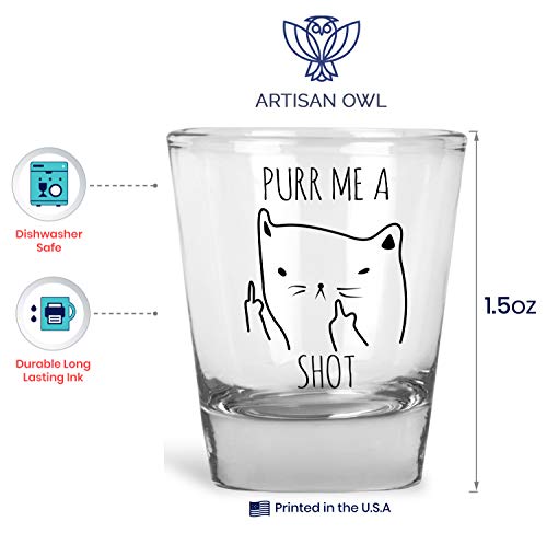 Purr Me a Shot - Funny Cat Gifts, Cat Shot Glass, Funny Middle Finger Cat Shotglass (1)