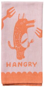 blue q funny woven dish towel, 100% cotton, soft, super-absorbent (hangry)