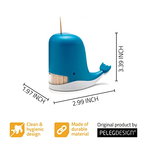 Jonah Toothpick Holder by Peleg Design - Cute Whale Toothpick Dispenser - Fun and Decorative Plastic Toothpick Holder