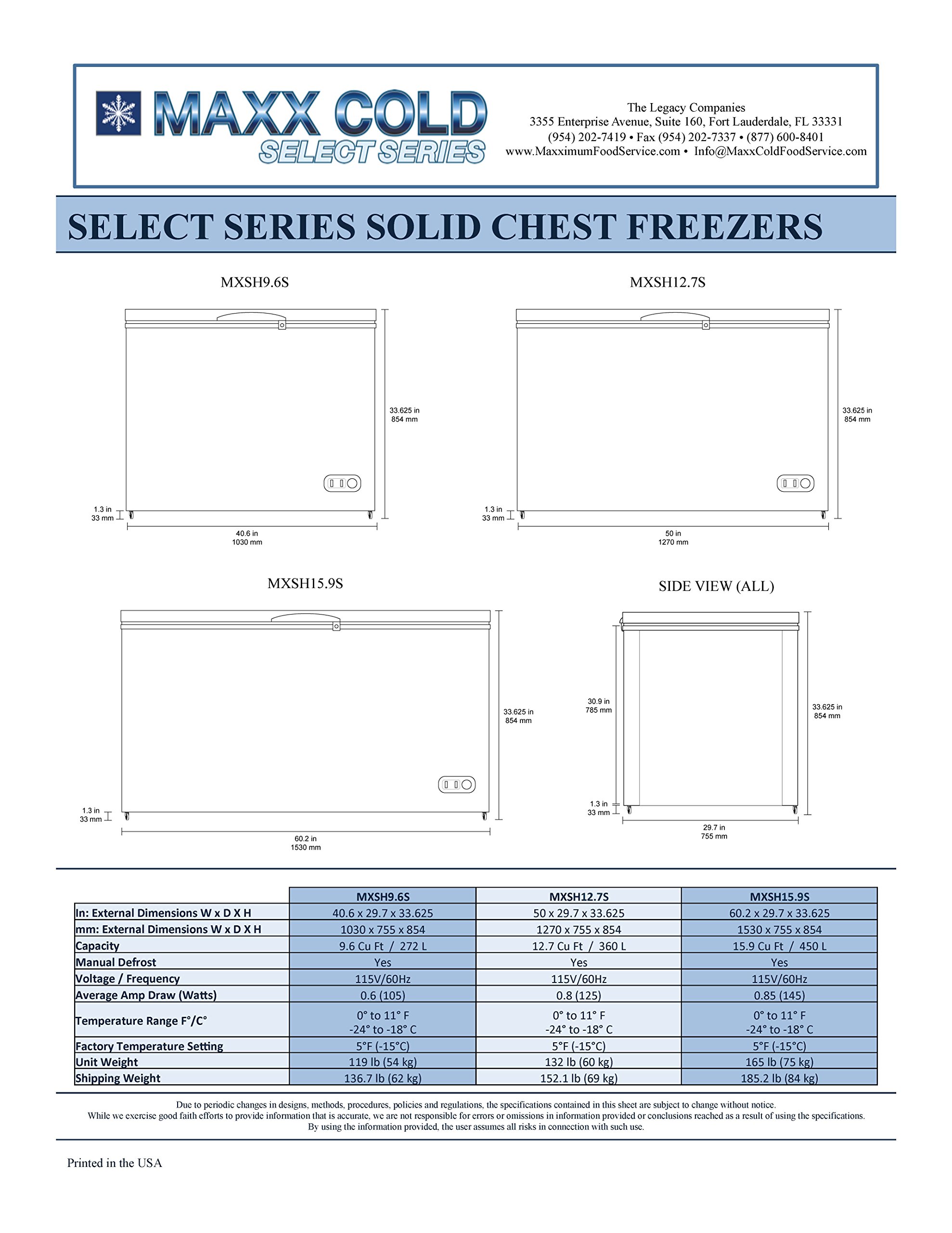 MAXX COLD MXSH12.7SHC S-Series Refrigeration Chest Freezer, White