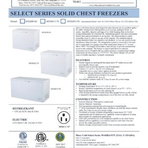 MAXX COLD MXSH12.7SHC S-Series Refrigeration Chest Freezer, White