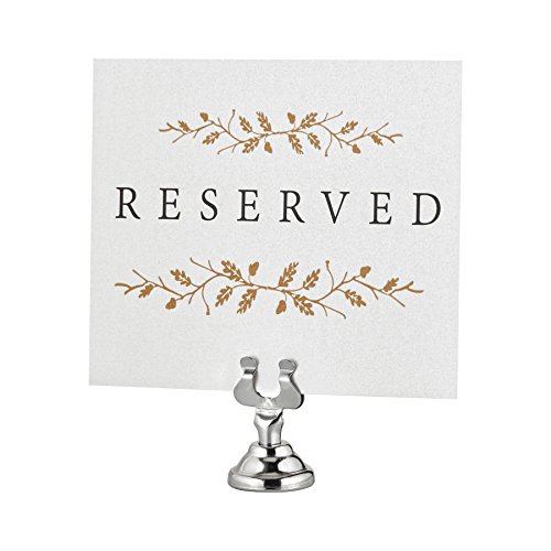 Alpine Industries Place Card Holder - Harp Style Table Name Place Card Holder- Tabletop Number, Photo, and Menu Stand - Great for Restaurants, Weddings Banquets - Silver (Pack of 12)