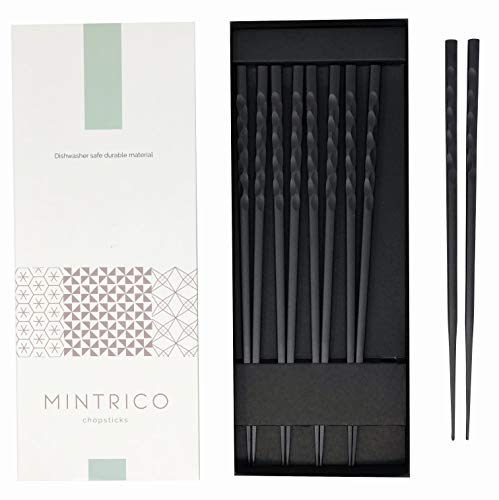 Mintrico Reusable Chopsticks Luxury Japanese Style 5 Pair Set Dishwasher Safe (Wave)