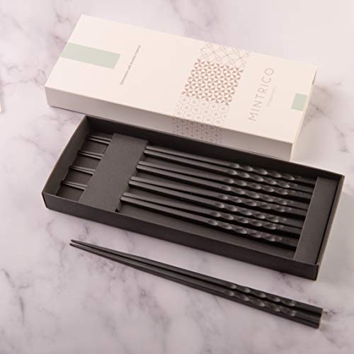 Mintrico Reusable Chopsticks Luxury Japanese Style 5 Pair Set Dishwasher Safe (Wave)