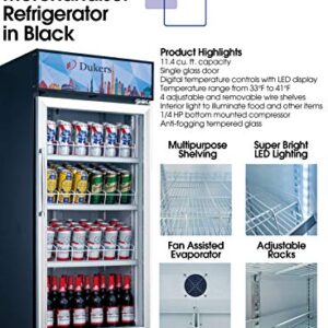 Dukers DSM-12R 11.4 cu. ft. Commercial Single Glass Swing Door Merchandiser Refrigerator