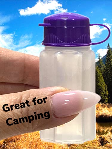 Azi 2pc NO SPILL Mini Camping Salt & Pepper Shakers - To Go Salt Shaker for Picnic Work Lunch Box Travel RV Outdoors Hunting Fishing (1.18 oz each) - Tight Seal - BPA FREE