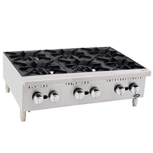 CookRite ATHP-36-6 Commercial Hot Plate Countertop Six Burner Natural Gas Range 36" - 150,000 BTU