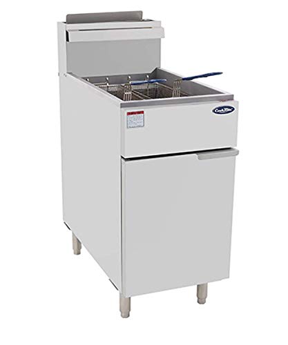 CookRite ATFS-50 Commercial Deep Fryer with Baskets 4 Tube Stainless Steel Liquid Propane Floor Fryers-120000 BTU