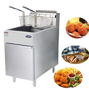 CookRite ATFS-50 Commercial Deep Fryer with Baskets 4 Tube Stainless Steel Liquid Propane Floor Fryers-120000 BTU