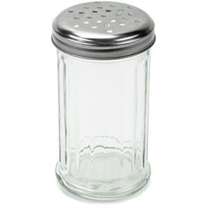 1 pack of 12oz. spice & cheese shaker|glass jar, metal lid & extra large holes for parmesan & spices by back of house ltd.