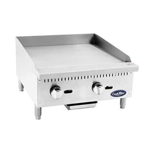 atosa us atmg-24 commercial griddle heavy duty manual flat top restaurant griddle stainless steel portable grill liquid propane 24" countertop - 60,000 btu