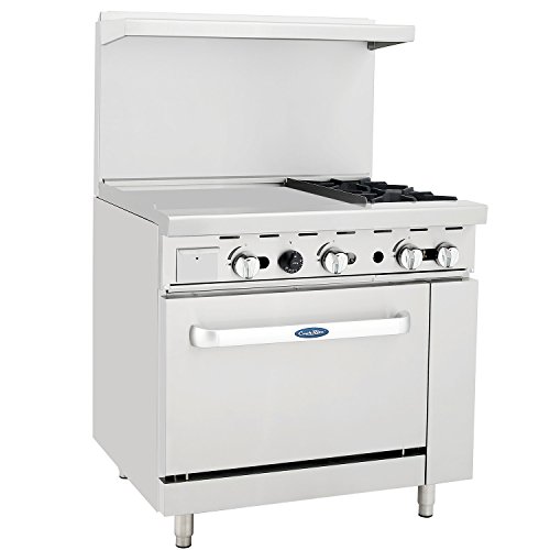 CookRite Liquid Propane Range 2 Burner Hotplates With 24" Manual Commercial Griddle Standard Oven 36'' - 121000 BTU