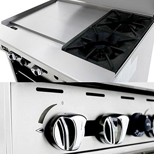 CookRite Liquid Propane Range 2 Burner Hotplates With 24" Manual Commercial Griddle Standard Oven 36'' - 121000 BTU