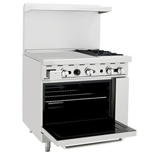 CookRite Liquid Propane Range 2 Burner Hotplates With 24" Manual Commercial Griddle Standard Oven 36'' - 121000 BTU