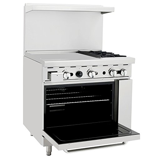 CookRite Liquid Propane Range 2 Burner Hotplates With 24" Manual Commercial Griddle Standard Oven 36'' - 121000 BTU