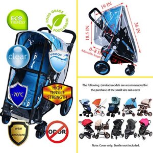 Baby Stroller Rain Cover Weather Shield Accessories Universal Size Protect from Rain Wind Snow Dust Insects Water Proof Ventilate Clear Food Grade Materia EVA Plastic Zipper Black White (black, large)