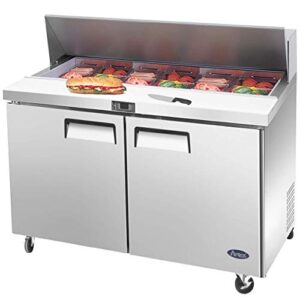 atosa salad sandwich prep table refrigerator, medium commercial double 2 door stainless steel salad sandwich prep table refrigerator msf8302gr for restaurant kitchen 12 cu.ft.48w30d43.7h inch 33?-38?