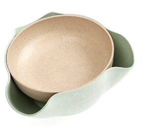 bamboo's grocery double dish snack bowl for pistachios, peanuts, edamame, cherries, nuts, with shell storage (green)