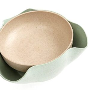 Bamboo's Grocery Double Dish Snack Bowl For Pistachios, Peanuts, Edamame, Cherries, Nuts, with Shell Storage (Green)