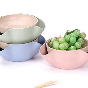 Bamboo's Grocery Double Dish Snack Bowl For Pistachios, Peanuts, Edamame, Cherries, Nuts, with Shell Storage (Green)