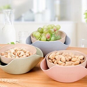 Bamboo's Grocery Double Dish Snack Bowl For Pistachios, Peanuts, Edamame, Cherries, Nuts, with Shell Storage (Green)