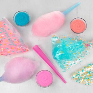 Nostalgia Cotton Candy Party Kit, 3 Flavors, 4 Reusable Cones, 10 Floss Bags