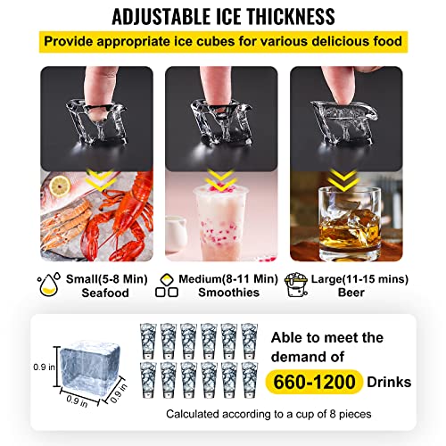 VEVOR 110V Commercial ice Maker Machine 155LBS/24H with 39LBS Bin and Electric Water Drain Pump, Stainless Steel Ice Machine, Auto Operation, Include Water Filter 2 Scoops and Connection Hose