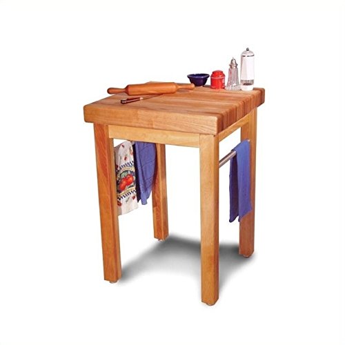 Pemberly Row Wood French Country Butcher Block Work Table in Natural