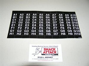 (ap) automatic products snack machine selection label sheet 4600, 6600, 7600, 111, 112, 113