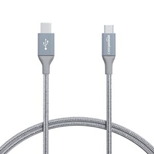 amazon basics double braided nylon usb type-c to micro-b 2.0 male charger cable | 3 feet, dark gray