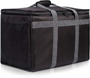 insulated commercial food delivery bag with side pockets - professional food warmer portable catering hot cold meals - thick insulation cooler for grocery shopping - 23 inches x 15 inches x 14 inches