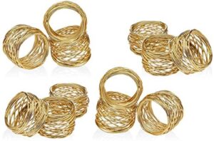 arn crafts golden round mesh napkin rings- set of 12 for weddings dinner parties or every day use …cw-6-12