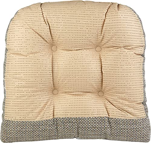 Klear Vu Tyson Gripper Universal Non-Slip Chair Cushions for Dining Room, Kitchen and Office Use, U-Shaped Skid-Proof Overstuffed Seat Pad, 15x15 Inches, 2 Count (Pack of 1), Natural